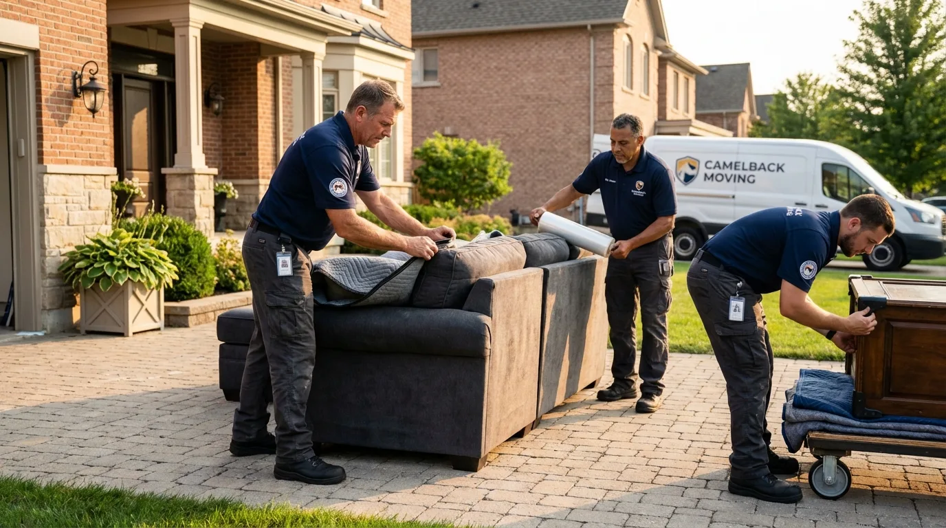 Large estate moving crew wrapping furniture in Clarkdale, AZ