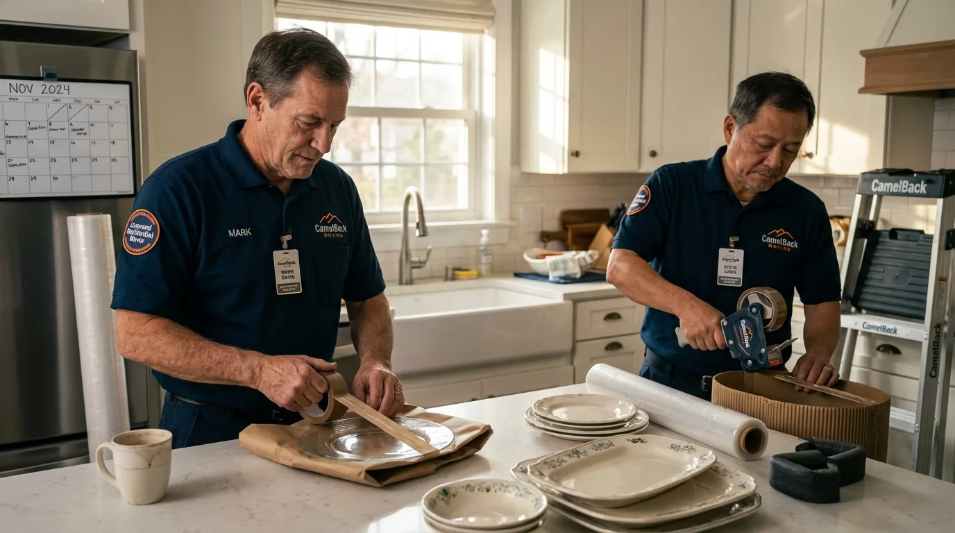 Professional crew packing kitchen dishware in Clarkdale, AZ